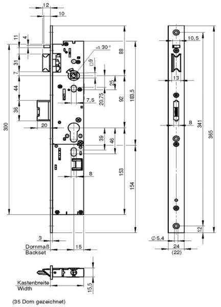 EK-Rohrrahmenschloss Panikfunktion "C" Nr.7698